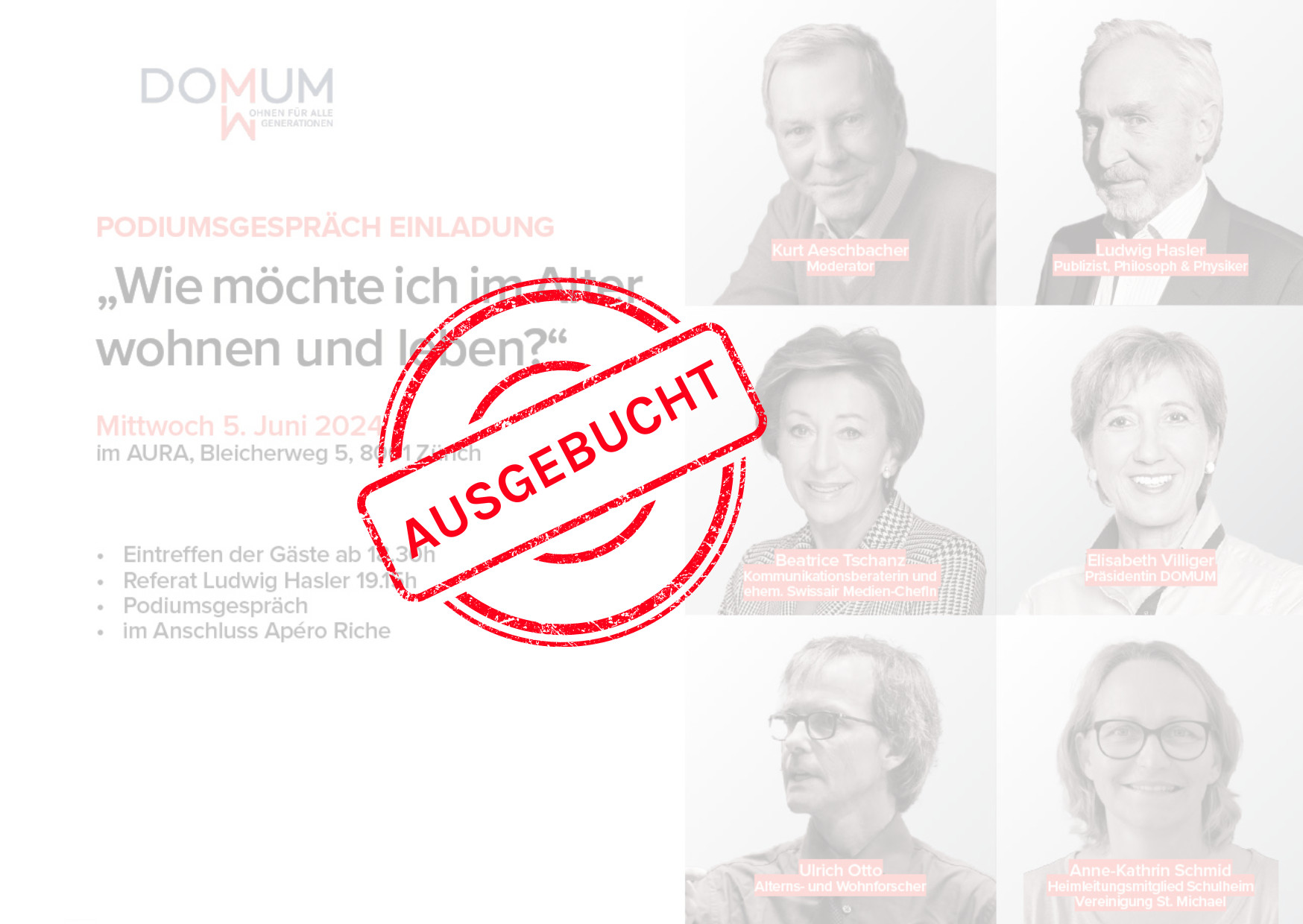 Ausgebucht: Einladung „Wie möchte ich im Alter wohnen und leben?“